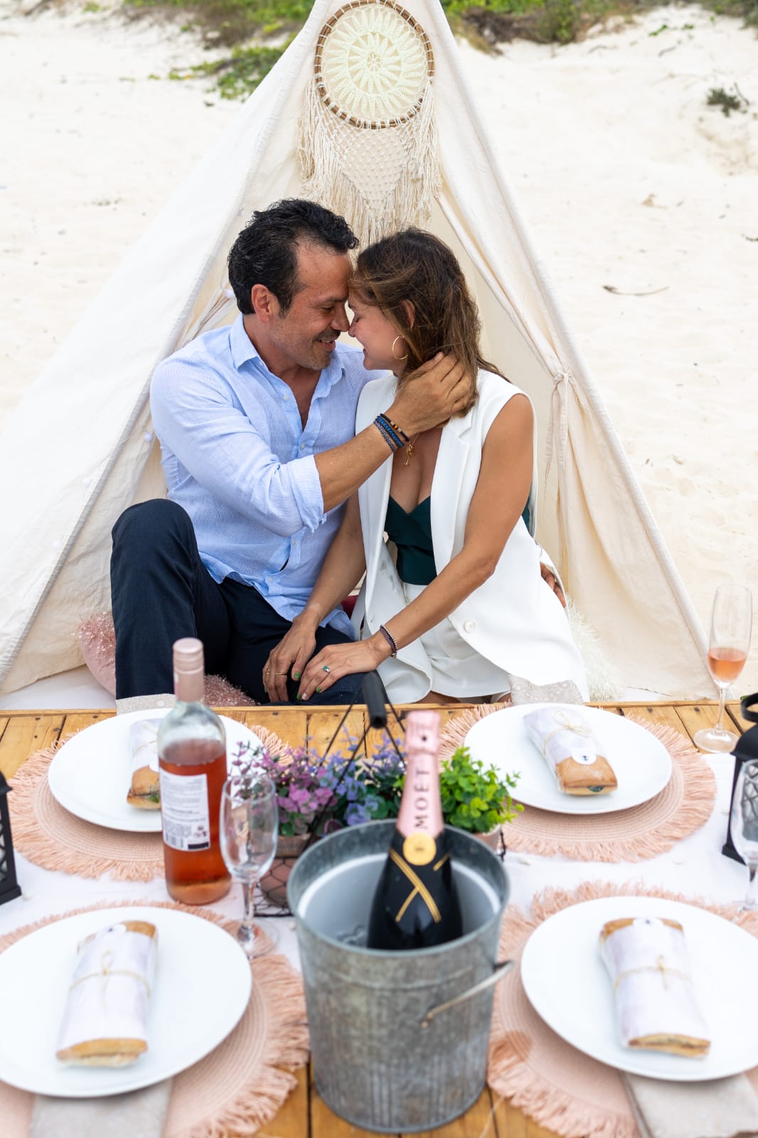 Cena romantica en la playa de cancun